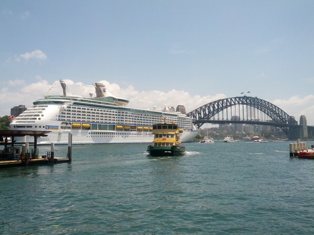 One of the smaller ferries comes in to dock at Circular Quay.