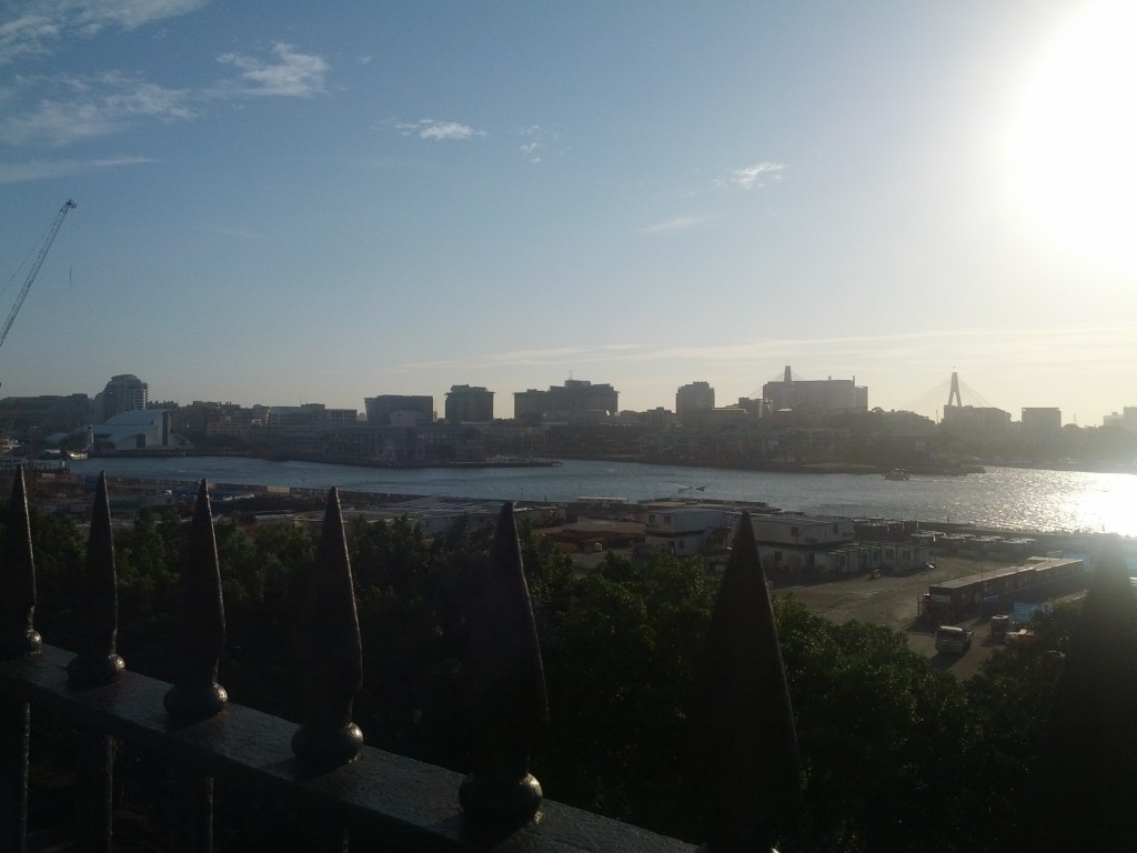 Looking out towards Pyrmont as the sun sets.