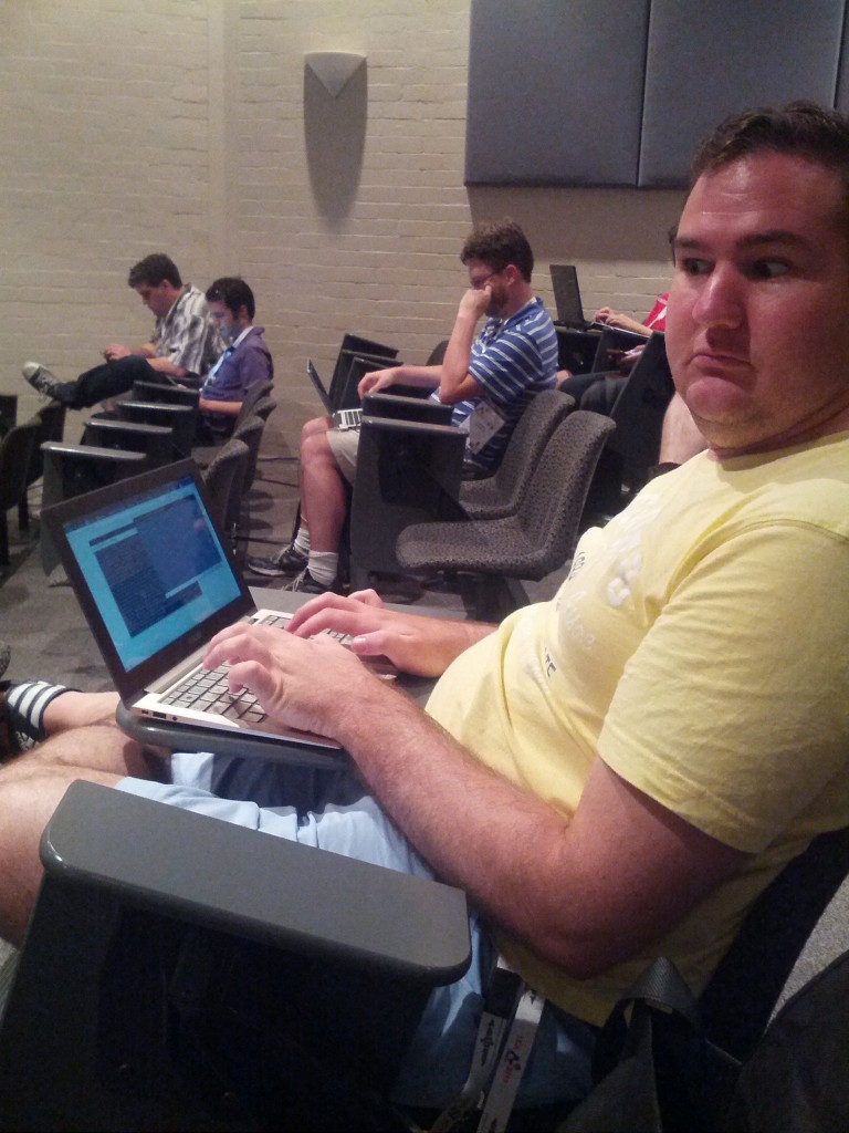 A startled @colmiga approaches!