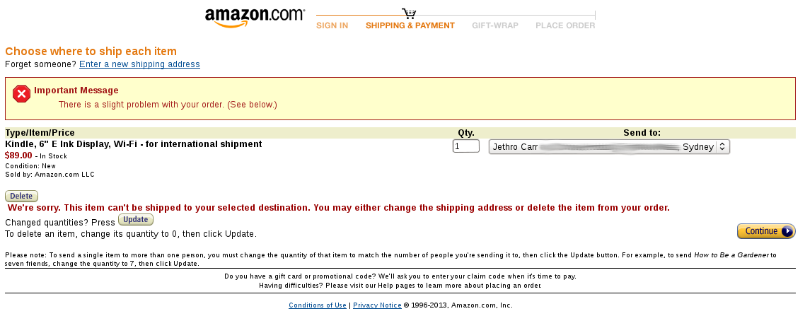 Hi Amazon, I have a bug report for you...