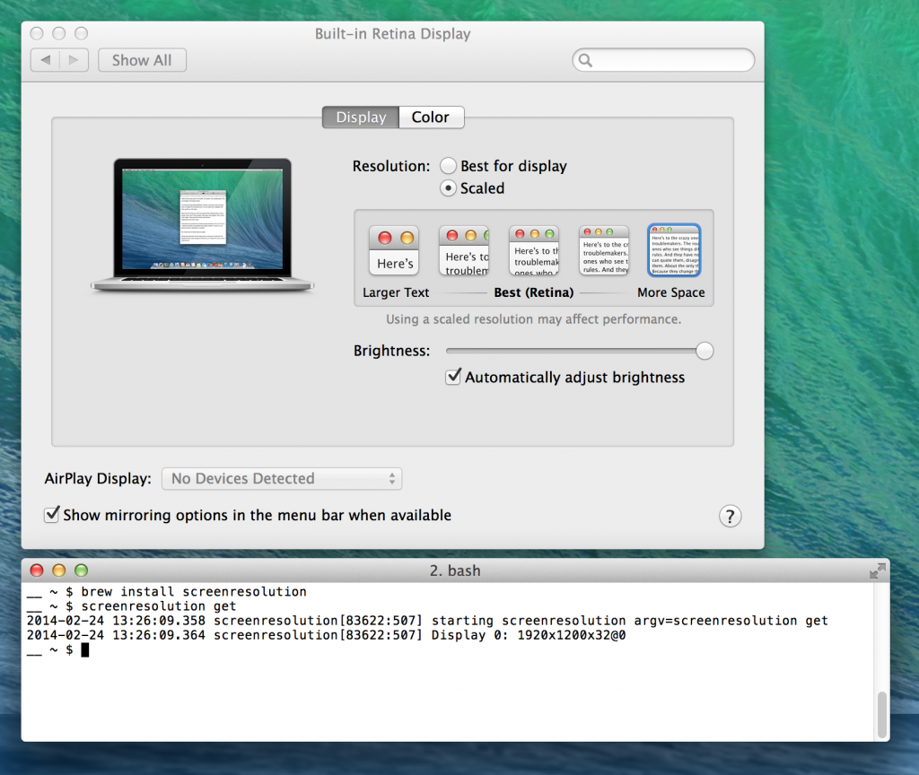 Apple's Settings window isn't that helpful at explaining the real resolutions underneath. Use